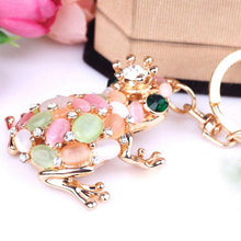 Trending test in Korea Cat eye stone Top Frog Keychain Crystal purse Bag Key Chain ELY