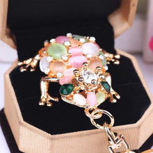 Trending test in Korea Cat eye stone Top Frog Keychain Crystal purse Bag Key Chain ELY