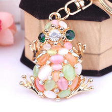 Trending test in Korea Cat eye stone Top Frog Keychain Crystal purse Bag Key Chain ELY
