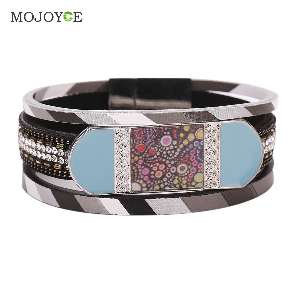 Trendy Women Casual Leather Cuff Wide Rope Bracelets Bangles ELY