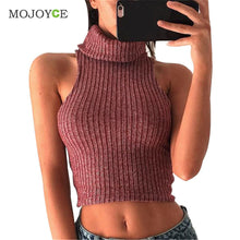 Turtleneck Thick Crochet Knitted Sweaters Pullovers Cropped Vest Woman Top Sleeveless Women Sweaters and Pullovers ELY