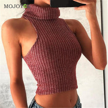 Turtleneck Thick Crochet Knitted Sweaters Pullovers Cropped Vest Woman Top Sleeveless Women Sweaters and Pullovers ELY