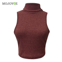 Turtleneck Thick Crochet Knitted Sweaters Pullovers Cropped Vest Woman Top Sleeveless Women Sweaters and Pullovers ELY