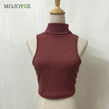 Turtleneck Thick Crochet Knitted Sweaters Pullovers Cropped Vest Woman Top Sleeveless Women Sweaters and Pullovers ELY