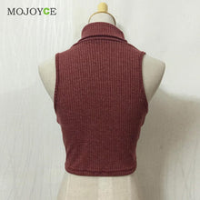 Turtleneck Thick Crochet Knitted Sweaters Pullovers Cropped Vest Woman Top Sleeveless Women Sweaters and Pullovers ELY