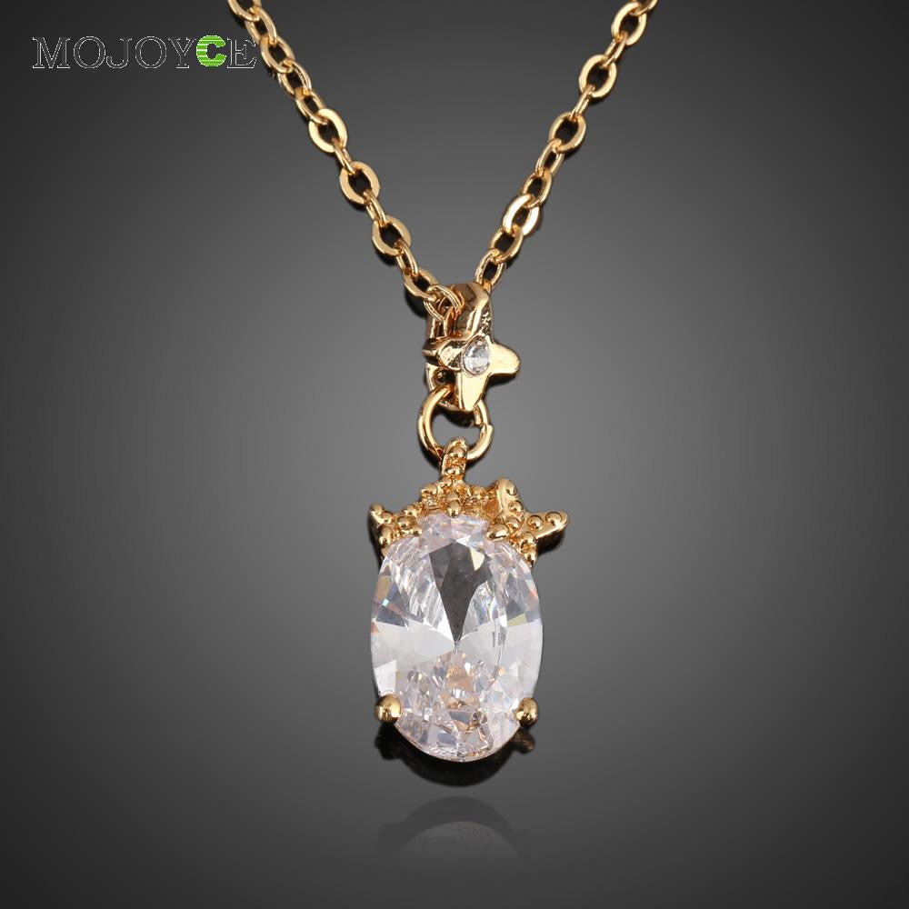 Twinkling Zircon Necklace Lady Crystal Pendant Jewelry Gold Filled 1STL ELY
