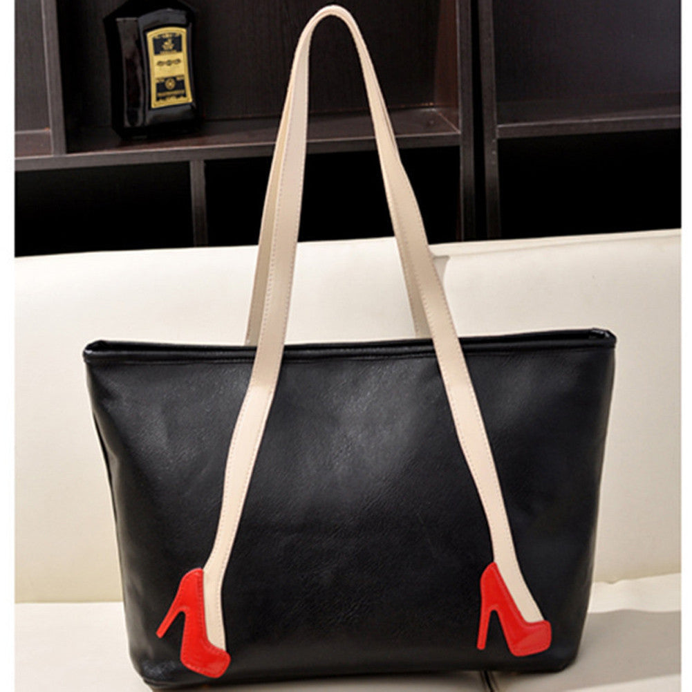 Unique High-heel Pattern Women Leather Handbags Shoulder Bags Girls Shopping Tote Bag Lady Travel Handbags 1STL ELY