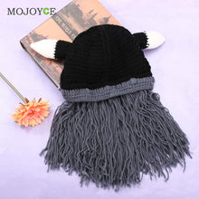 Unique Men Beard Mustache Hat Cap Barbarian Looter Knit Crochet Beanie Cap Hat Bonnet Mens Hats ELY