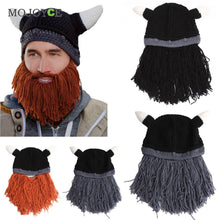 Unique Men Beard Mustache Hat Cap Barbarian Looter Knit Crochet Beanie Cap Hat Bonnet Mens Hats ELY