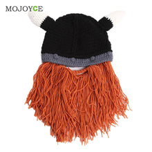 Unique Men Beard Mustache Hat Cap Barbarian Looter Knit Crochet Beanie Cap Hat Bonnet Mens Hats ELY