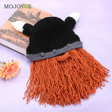 Unique Men Beard Mustache Hat Cap Barbarian Looter Knit Crochet Beanie Cap Hat Bonnet Mens Hats ELY