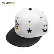 Bboy Hip Hop Cap Men Women Star Printing Adjustable Baseball Cap Snapback Hat White Black PU Leather Baseball Hat ELY