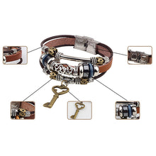 Braided Leather Bracelet Punk Jewelry Ethnic Tribal Hand-woven Butterfly Charm Bracelet Bangles Wristband Link 1STL ELY