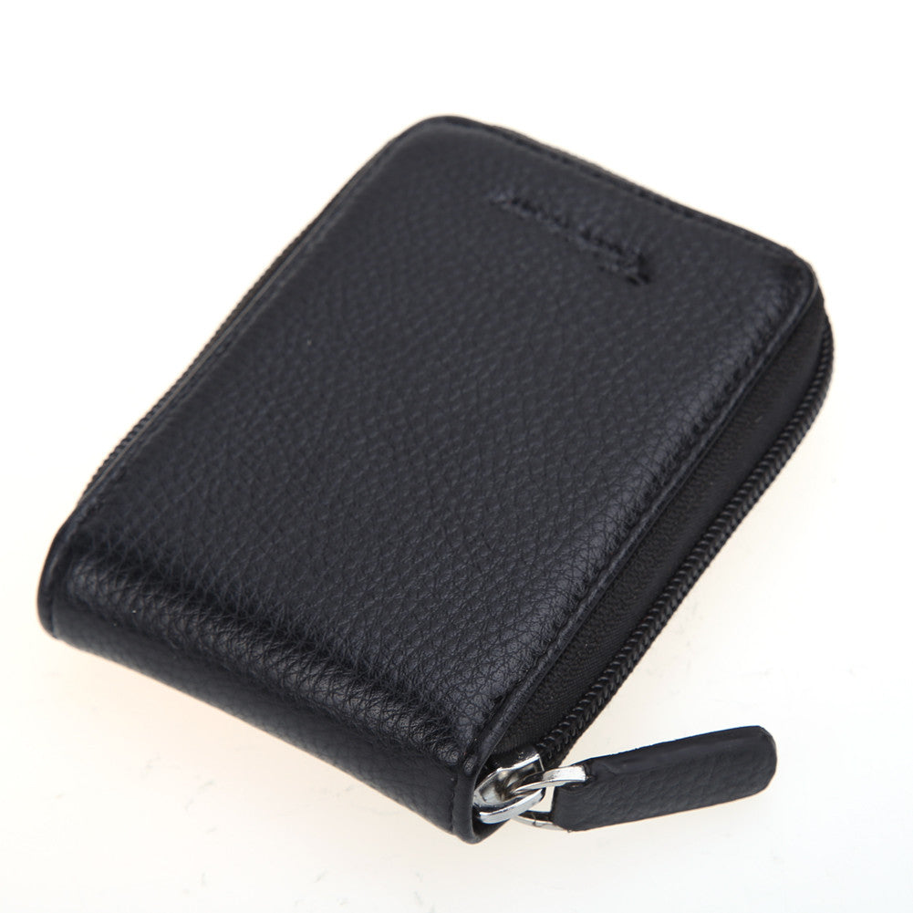 Card Holder Case Leather Wallet Purse Credit ID Card Organizer Pouch Black Solid Color Card Case Men Wallets Women Purse ELY