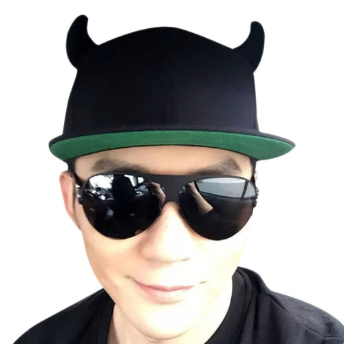 Men Women Adjustable Baseball Ox Horn Hat Flat Along The Hip-hop Cap ELY