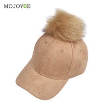 Suede Baseball Hat Women Men Faux Buckskin Pom Pom Ball Adjustable Baseball Cap Candy Color Suede Hats ELY