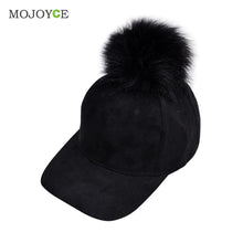Suede Baseball Hat Women Men Faux Buckskin Pom Pom Ball Adjustable Baseball Cap Candy Color Suede Hats ELY