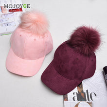 Suede Baseball Hat Women Men Faux Buckskin Pom Pom Ball Adjustable Baseball Cap Candy Color Suede Hats ELY