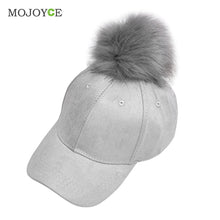 Suede Baseball Hat Women Men Faux Buckskin Pom Pom Ball Adjustable Baseball Cap Candy Color Suede Hats ELY