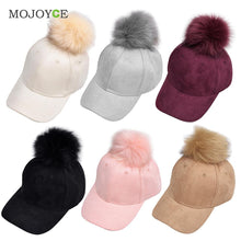 Suede Baseball Hat Women Men Faux Buckskin Pom Pom Ball Adjustable Baseball Cap Candy Color Suede Hats ELY