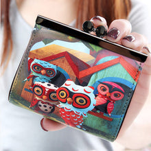 Various Graffiti PU Leather Hasp Clutch Wallet Printing Cartoon Owl Coin Pocket Money Bag Women Wallet Literary Style Purse ELY