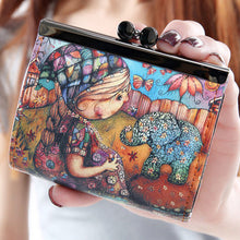 Various Graffiti PU Leather Hasp Clutch Wallet Printing Cartoon Owl Coin Pocket Money Bag Women Wallet Literary Style Purse ELY