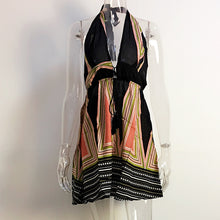 Vintage Bohemia Floral Flower Print Dress Open Back Plunging Neckline Vestidos Casual European Sleeveless Dress M L XL ELY