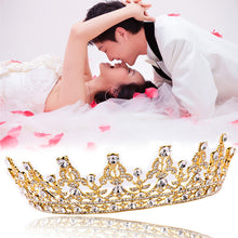 Vintage Crystal Gold Crown Bridal Headwear Wedding Tiara Hair Accessories Hair Jewelry for Bride ELY