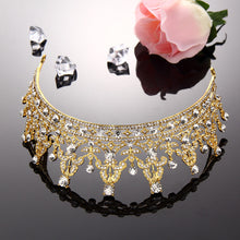 Vintage Crystal Gold Crown Bridal Headwear Wedding Tiara Hair Accessories Hair Jewelry for Bride ELY