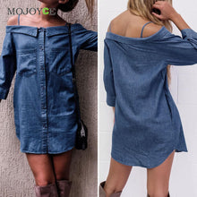 Vintage Off Shoulder Top Jeans Shirt Women Blusas Casual Denim Blouses Plus Size Women Clothing Women Tops ELY