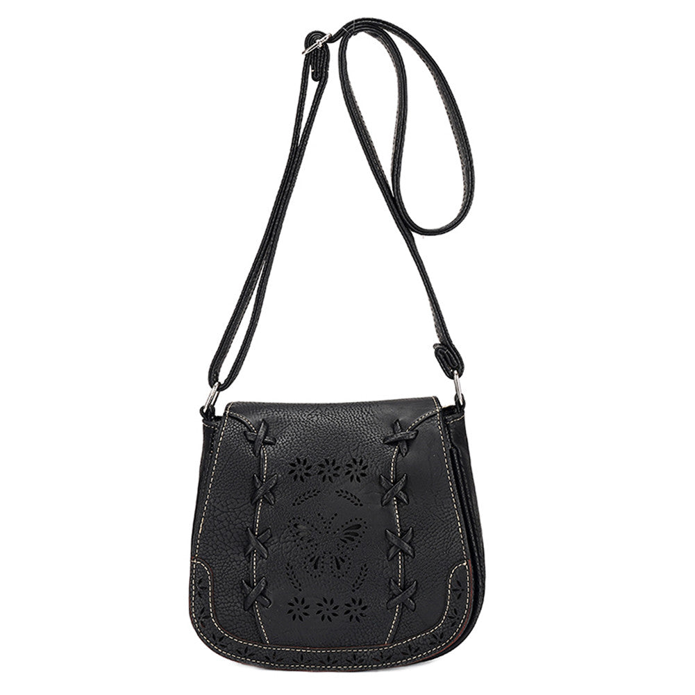 Vintage Hollow Out Women Leather Shoulder Handbags Small Messenger Bags Lady Shoulder Crossbody Bags Bolsa feminina1STL ELY