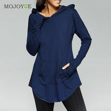 Vintage Long Sleeve Pocket Hoodie Navy Hoodies Women Tunic Casual Women Hoodies Sweatshirts Outerwear Sweatshirt Women ELY