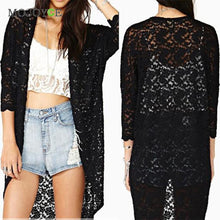 Vintage Sexy Black Lace Women Blouses Beach Shawl Cover Up Shirt Women 1STL ELY