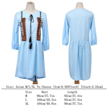 Vintage Dress Loose Casual Party Beach Short Sundress Mujer Mini Women Dress Blue Vestidos De Festa Woman Clothes 1STL ELY