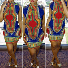 Vintage Traditional African Print Women Dress Sleeveless Dashiki Bodycon Dress O-Neck Vestidos Dress Vestido de festa ELY