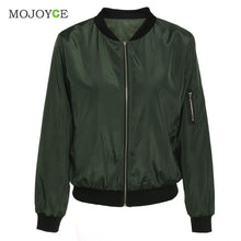 Vintage Zip Up Classic Padded Black Bomber Jacket Women Army Green Biker Coat Stylish Long Sleeve Women Basic Coats Army Jacket ELY