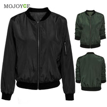 Vintage Zip Up Classic Padded Black Bomber Jacket Women Army Green Biker Coat Stylish Long Sleeve Women Basic Coats Army Jacket ELY