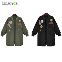 Warm Long Bomber Jacket Women Coat Slim Parka Baseball Jacket Army Green Black Long Overcoat Plus Size 1STL ELY