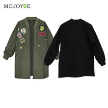 Warm Long Bomber Jacket Women Coat Slim Parka Baseball Jacket Army Green Black Long Overcoat Plus Size 1STL ELY