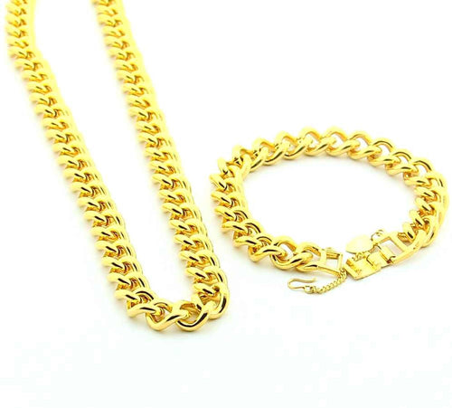 24K Jewelry Set24K Gold Plated Necklace Bracelet Jewelry NecklaceBridal Yellow Gold Jewelry Bracelet YHDS 41 ELY
