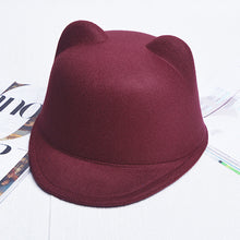 Women Devil Hat Cute Cat Ears Wool Derby Bowler Cap Snapback With Devil Horns Cat Ear Hat Animal Derby Bowler ELY