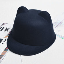Women Devil Hat Cute Cat Ears Wool Derby Bowler Cap Snapback With Devil Horns Cat Ear Hat Animal Derby Bowler ELY