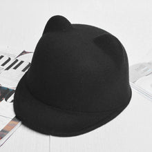 Women Devil Hat Cute Cat Ears Wool Derby Bowler Cap Snapback With Devil Horns Cat Ear Hat Animal Derby Bowler ELY