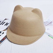 Women Devil Hat Cute Cat Ears Wool Derby Bowler Cap Snapback With Devil Horns Cat Ear Hat Animal Derby Bowler ELY