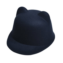 Women Devil Hat Cute Cat Ears Wool Derby Bowler Cap Snapback With Devil Horns Cat Ear Hat Animal Derby Bowler ELY