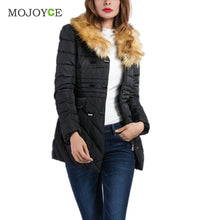 Faux Fur Hooded Collar Double Breasted Cotton-padded coat 1STL ELY