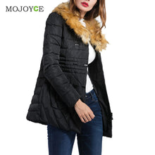 Faux Fur Hooded Collar Double Breasted Cotton-padded coat 1STL ELY