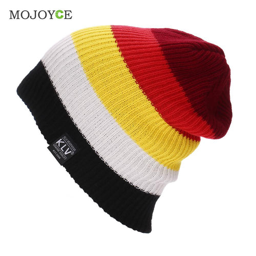 Men Women Beanies Gorros Striped Rainbow Colors Knitted Hats Hat for Women Gorro Knit Cap ELY