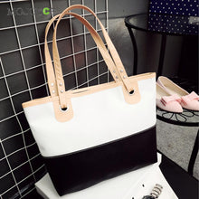 Casual Women Leather Handbags Color Blocking Women Shoulder Bag Patchwork Big Tote Cluth Women Bag Bucket Handbag ELY