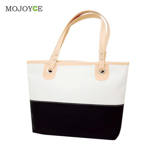 Casual Women Leather Handbags Color Blocking Women Shoulder Bag Patchwork Big Tote Cluth Women Bag Bucket Handbag ELY